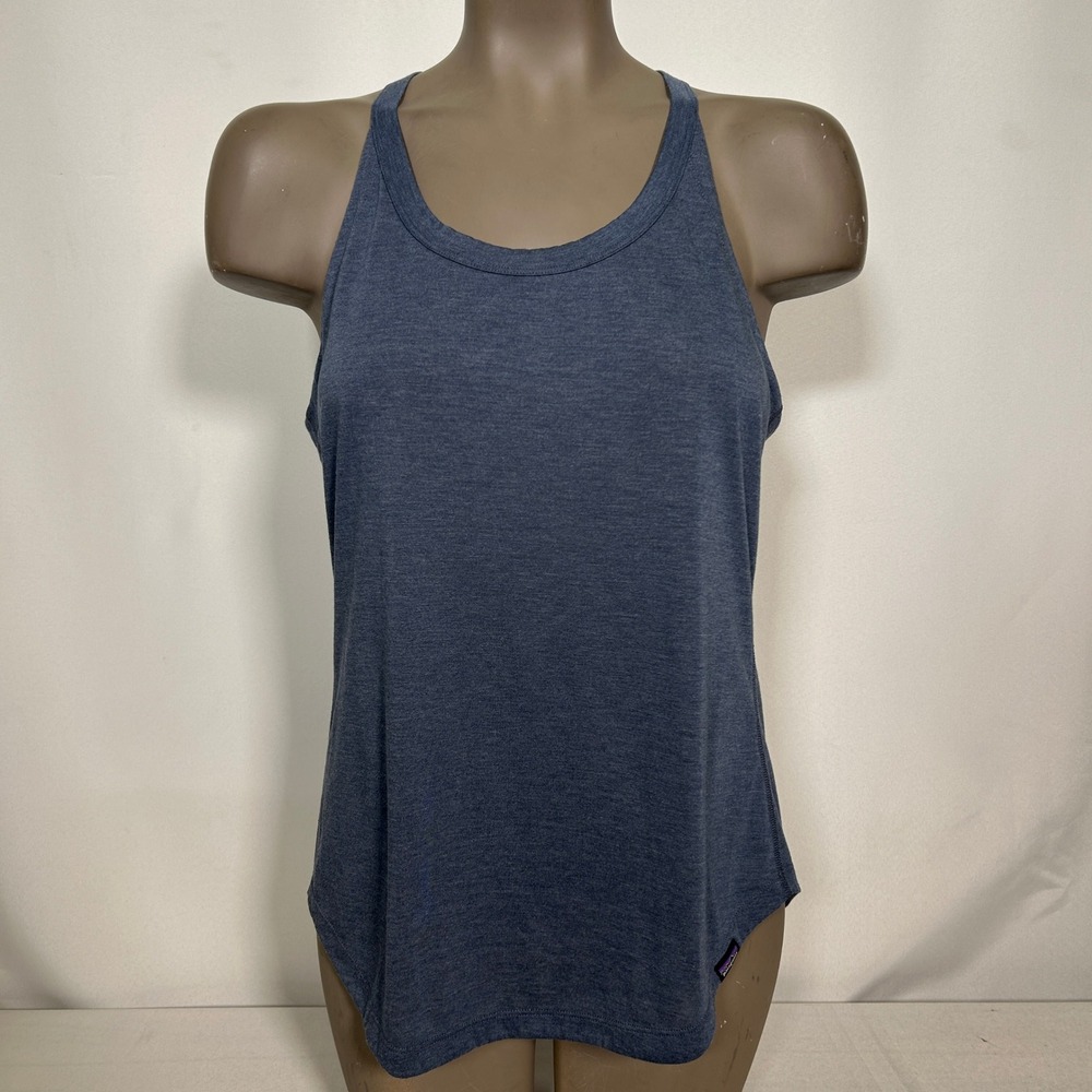 Patagonia Capilene Cool Trail Heathered Blue Racerback Tank Top Women's MEDIUM